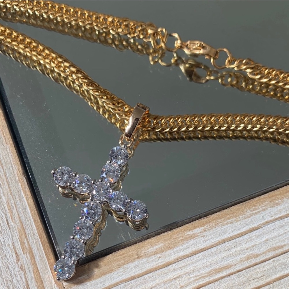 CZ Diamond Cross Necklace